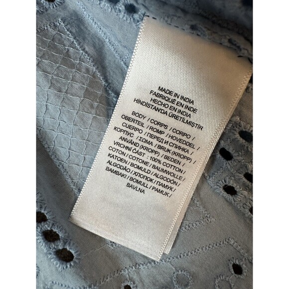 Lauren Ralph Lauren Women's Eyelet Cotton Shirt  Medium, Indigo Sail - Picture 10 of 11